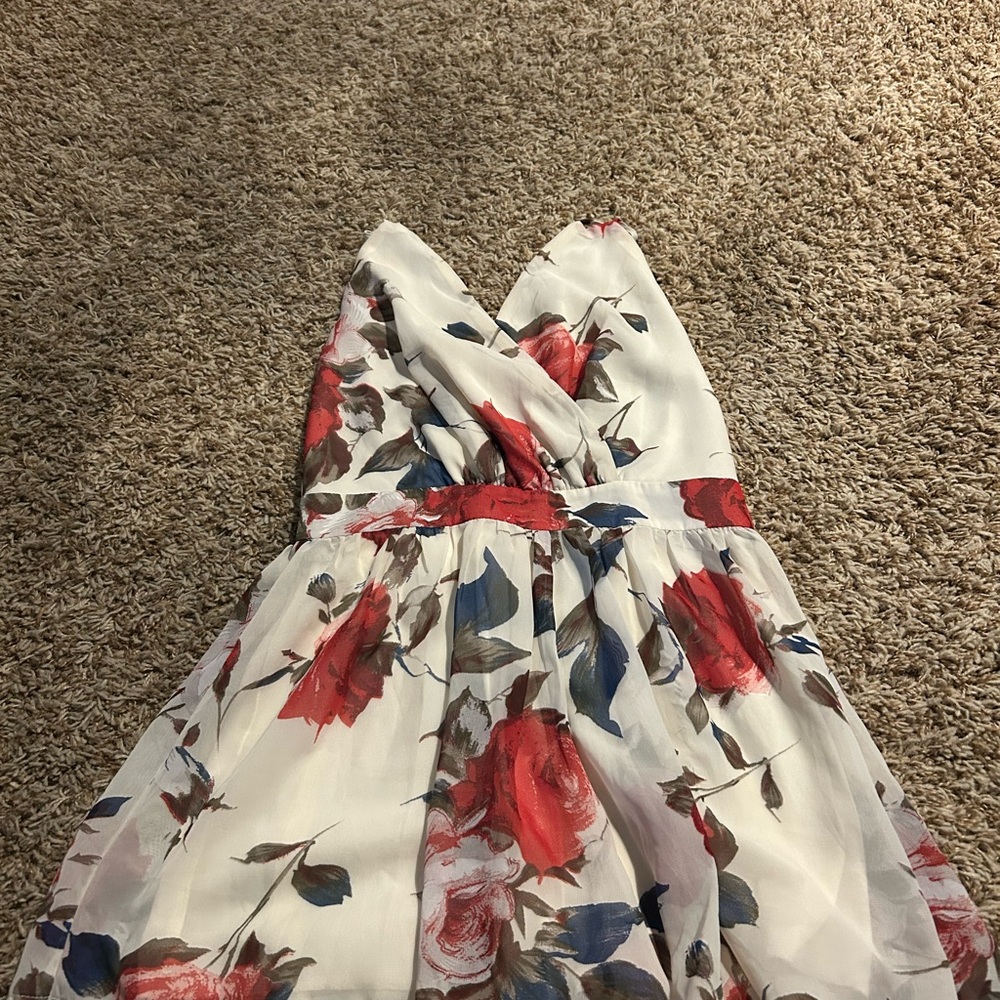 Floral Kids Dress - Red and Blue